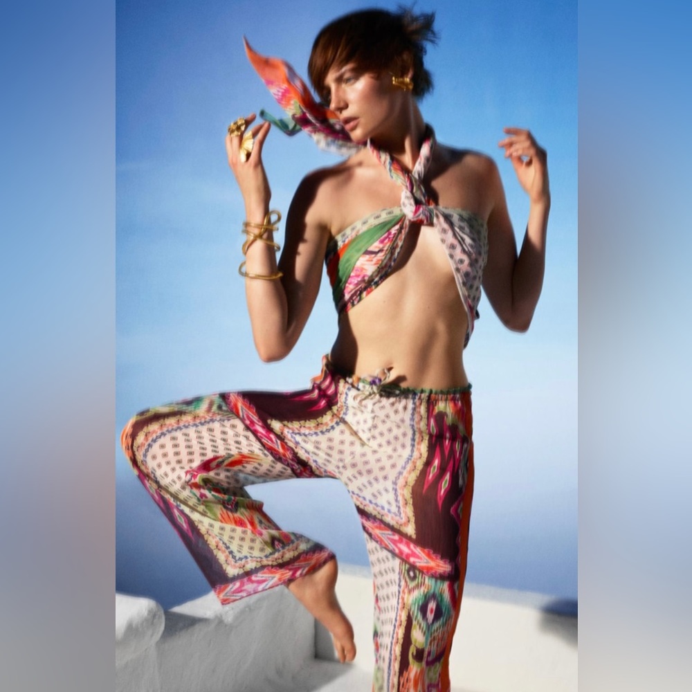 NWT ZARA wide leg printed pants